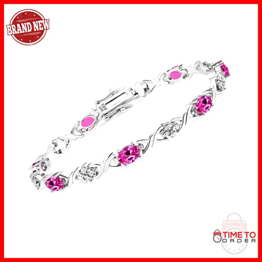 Sterling Silver Infinity Link Birthstone Tennis Bracelet 7 Inch